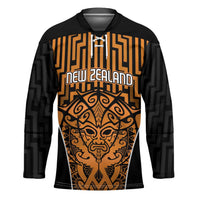Custom Basketball New Zealand Hockey Jersey Gold Maori Ta Moko Indigenous - Polynesian Pride