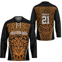 Custom Basketball New Zealand Hockey Jersey Gold Maori Ta Moko Indigenous LT9 - Polynesian Pride