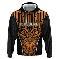Custom Basketball New Zealand Hoodie Gold Maori Ta Moko Indigenous LT9 Pullover Hoodie Gold - Polynesian Pride