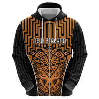 Custom Basketball New Zealand Hoodie Gold Maori Ta Moko Indigenous LT9 - Polynesian Pride
