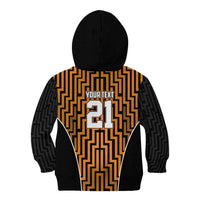 Custom Basketball New Zealand Kid Hoodie Gold Maori Ta Moko Indigenous - Polynesian Pride