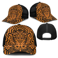 Basketball New Zealand Mesh Trucker Cap Gold Maori Ta Moko Indigenous - Polynesian Pride