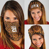 Custom Basketball New Zealand Neck Gaiter Gold Maori Ta Moko Indigenous LT9 - Polynesian Pride