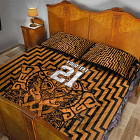 Custom Basketball New Zealand Quilt Bed Set Gold Maori Ta Moko Indigenous - Polynesian Pride