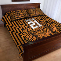 Custom Basketball New Zealand Quilt Bed Set Gold Maori Ta Moko Indigenous - Polynesian Pride
