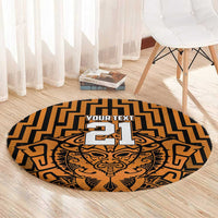 Custom Basketball New Zealand Round Carpet Gold Maori Ta Moko Indigenous - Polynesian Pride