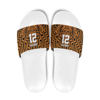 Custom Basketball New Zealand Slide Sandals Gold Maori Ta Moko Indigenous LT9 Gold - Polynesian Pride