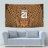 Custom Basketball New Zealand Tapestry Gold Maori Ta Moko Indigenous - Polynesian Pride