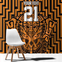 Custom Basketball New Zealand Window Curtain Gold Maori Ta Moko Indigenous - Polynesian Pride