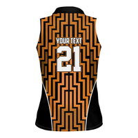 Custom Basketball New Zealand Women Sleeveless Polo Shirt Gold Maori Ta Moko Indigenous - Polynesian Pride