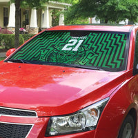Custom Basketball New Zealand Auto Sun Shade Green Maori Ta Moko Indigenous LT9 - Polynesian Pride