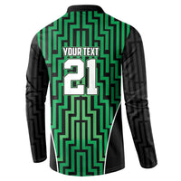 Custom Basketball New Zealand Button Sweatshirt Green Maori Ta Moko Indigenous LT9 - Polynesian Pride