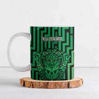 Custom Basketball New Zealand Ceramic Mug Green Maori Ta Moko Indigenous LT9 Green - Polynesian Pride