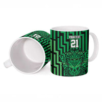 Custom Basketball New Zealand Ceramic Mug Green Maori Ta Moko Indigenous LT9 - Polynesian Pride