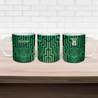 Custom Basketball New Zealand Ceramic Mug Green Maori Ta Moko Indigenous LT9 - Polynesian Pride