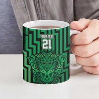Custom Basketball New Zealand Ceramic Mug Green Maori Ta Moko Indigenous LT9 - Polynesian Pride