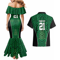 Custom Basketball New Zealand Couples Matching Mermaid Dress and Hawaiian Shirt Green Maori Ta Moko Indigenous - Polynesian Pride