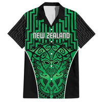 Custom Basketball New Zealand Family Matching Long Sleeve Bodycon Dress and Hawaiian Shirt Green Maori Ta Moko Indigenous - Polynesian Pride