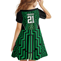 Custom Basketball New Zealand Family Matching Off Shoulder Short Dress and Hawaiian Shirt Green Maori Ta Moko Indigenous - Polynesian Pride