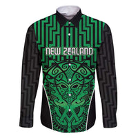 Custom Basketball New Zealand Family Matching Off Shoulder Short Dress and Hawaiian Shirt Green Maori Ta Moko Indigenous - Polynesian Pride
