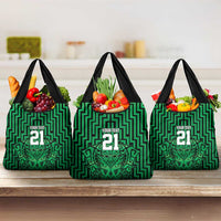 Custom Basketball New Zealand Grocery Bag Green Maori Ta Moko Indigenous - Polynesian Pride