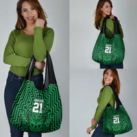 Custom Basketball New Zealand Grocery Bag Green Maori Ta Moko Indigenous - Polynesian Pride