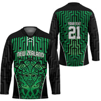 Custom Basketball New Zealand Hockey Jersey Green Maori Ta Moko Indigenous - Polynesian Pride