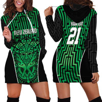 Custom Basketball New Zealand Hoodie Dress Green Maori Ta Moko Indigenous - Polynesian Pride