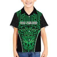Custom Basketball New Zealand Kid Hawaiian Shirt Green Maori Ta Moko Indigenous LT9 Kid Green - Polynesian Pride