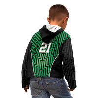 Custom Basketball New Zealand Kid Hoodie Green Maori Ta Moko Indigenous LT9 - Polynesian Pride