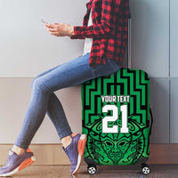Custom Basketball New Zealand Luggage Cover Green Maori Ta Moko Indigenous - Polynesian Pride
