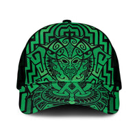 Basketball New Zealand Mesh Trucker Cap Green Maori Ta Moko Indigenous - Polynesian Pride