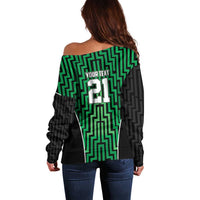 Custom Basketball New Zealand Off Shoulder Sweater Green Maori Ta Moko Indigenous LT9 - Polynesian Pride