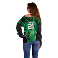 Custom Basketball New Zealand Off Shoulder Sweater Green Maori Ta Moko Indigenous LT9 - Polynesian Pride