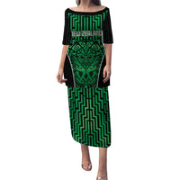 Custom Basketball New Zealand Puletasi Green Maori Ta Moko Indigenous LT9 Long Dress Green - Polynesian Pride