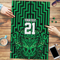 Custom Basketball New Zealand Puzzle Green Maori Ta Moko Indigenous - Polynesian Pride