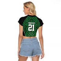 Custom Basketball New Zealand Raglan Cropped T Shirt Green Maori Ta Moko Indigenous LT9 - Polynesian Pride