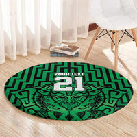 Custom Basketball New Zealand Round Carpet Green Maori Ta Moko Indigenous - Polynesian Pride