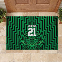 Custom Basketball New Zealand Rubber Doormat Green Maori Ta Moko Indigenous LT9 Green - Polynesian Pride