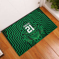Custom Basketball New Zealand Rubber Doormat Green Maori Ta Moko Indigenous LT9 - Polynesian Pride
