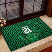 Custom Basketball New Zealand Rubber Doormat Green Maori Ta Moko Indigenous LT9 - Polynesian Pride