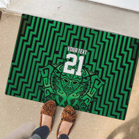 Custom Basketball New Zealand Rubber Doormat Green Maori Ta Moko Indigenous LT9 - Polynesian Pride