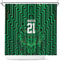 Custom Basketball New Zealand Shower Curtain Green Maori Ta Moko Indigenous - Polynesian Pride