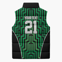 Custom Basketball New Zealand Sleeveless Puffer Jacket Green Maori Ta Moko Indigenous - Polynesian Pride