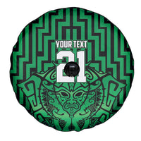 Custom Basketball New Zealand Spare Tire Cover Green Maori Ta Moko Indigenous - Polynesian Pride