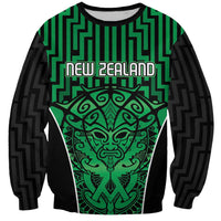 Custom Basketball New Zealand Sweatshirt Green Maori Ta Moko Indigenous LT9 Unisex Green - Polynesian Pride
