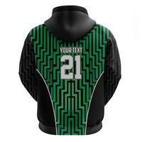 Custom Basketball New Zealand Zip Hoodie Green Maori Ta Moko Indigenous LT9 - Polynesian Pride