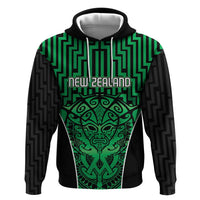 Custom Basketball New Zealand Zip Hoodie Green Maori Ta Moko Indigenous LT9 Pullover Hoodie Green - Polynesian Pride