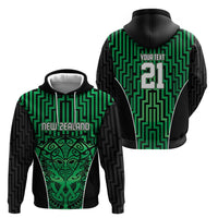 Custom Basketball New Zealand Zip Hoodie Green Maori Ta Moko Indigenous LT9 - Polynesian Pride