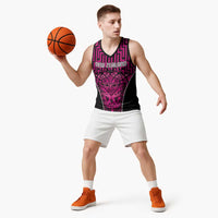 Custom Basketball New Zealand Basketball Jersey Pink Maori Ta Moko Indigenous - Polynesian Pride